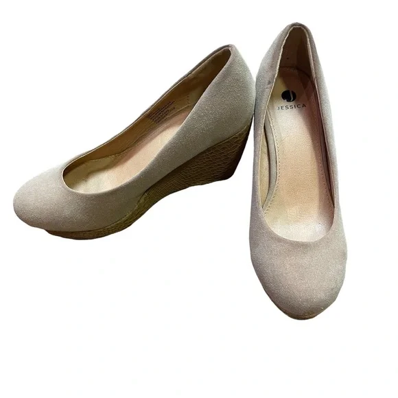 Jessica Shoes Snakeskin Wedges/Suede Tan Colour Size 8M NWT - Picture 4 of 11